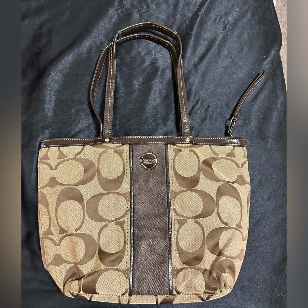 Coach Tan and Brown Signature Tote
